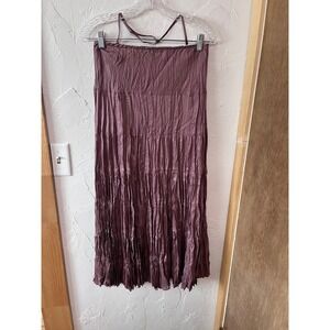 Carnet Hill Tiered Strappy Maxi Dress Mauve Purple 100% Silk XS